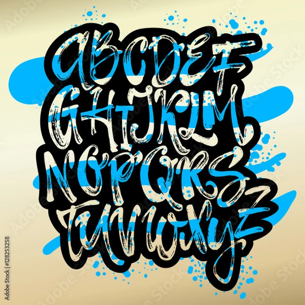 Obraz Alphabet poster, dry brush ink artistic modern calligraphy print