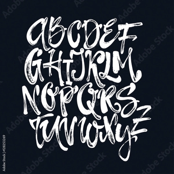 Obraz Alphabet poster, dry brush ink artistic modern calligraphy print