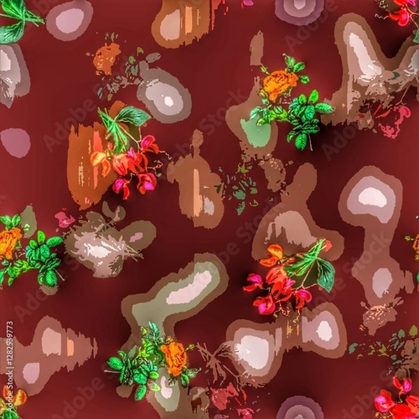 Obraz Multi flower and leaf digital shirt design 