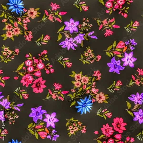 Obraz Multi flower and leaf digital shirt design 