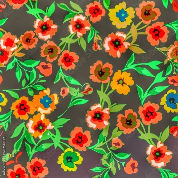 Obraz Multi flower and leaf digital shirt design 