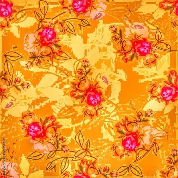 Obraz Multi flower and leaf digital shirt design 