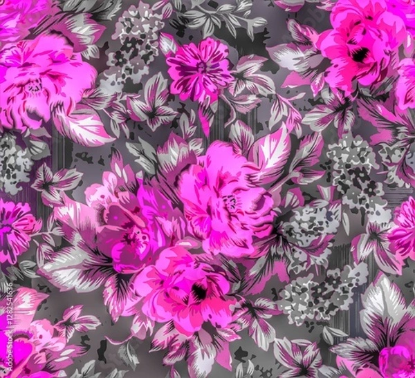 Obraz Multi flower and leaf digital shirt design 