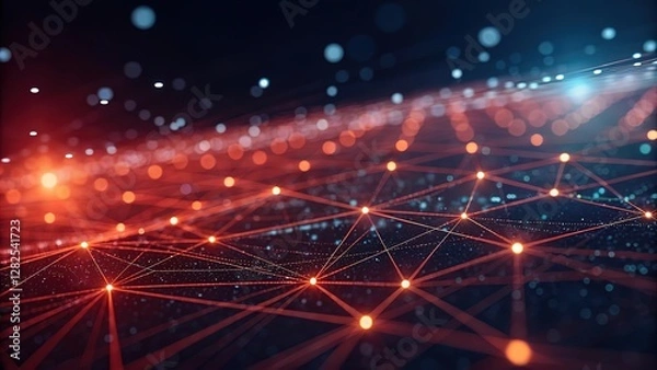 Fototapeta  Abstract Network Connections with Glowing Points and Lines