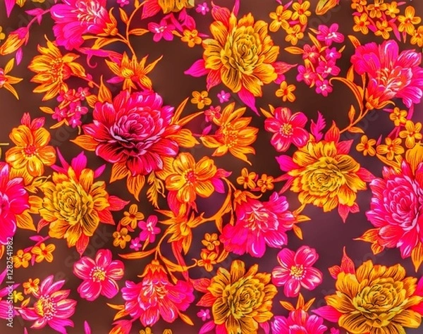 Obraz Multi flower and leaf digital shirt design 