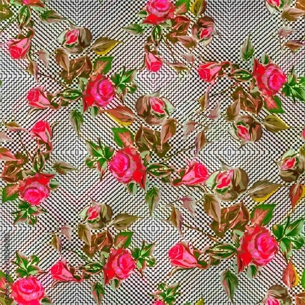 Obraz Multi flower and leaf digital shirt design 