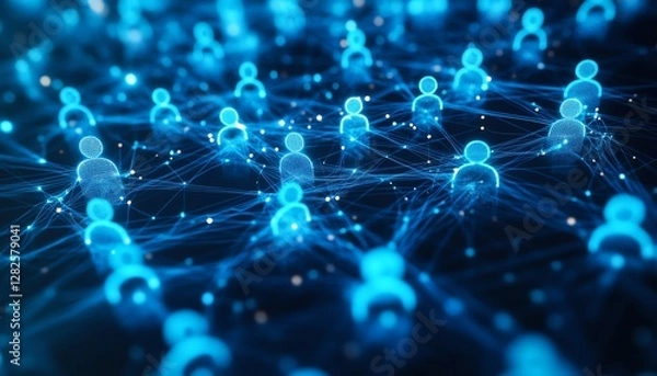 Fototapeta Chain of human icons connected by lines