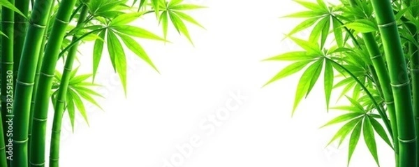 Obraz Lush green bamboo and palm trees against a bright white background , nature, pattern, organic