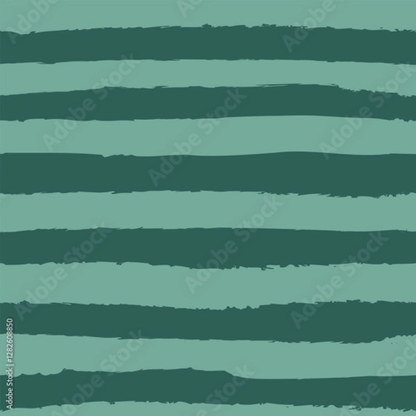 Obraz Horizontal stripe seamless repeat pattern in tonal teal greens. Grunge torn texture jagged vector cabana stripe for tropical mens designs, packaging, fabric, St Patricks, Christmas, spring, gardening.