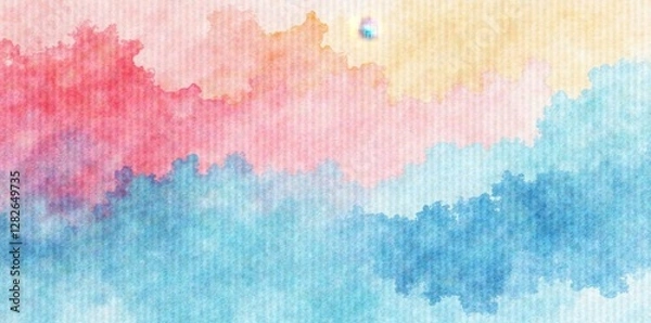 Fototapeta Seamless watercolor cloud stripe pattern Textured background ideal for textile , summer, bright