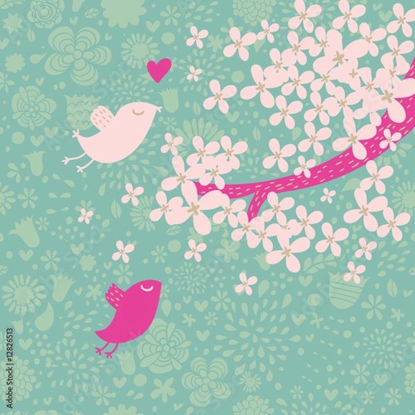 Obraz Spring time romantic vector pattern