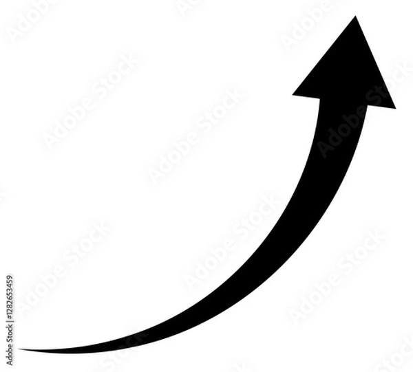 Fototapeta 上昇する矢印、赤色シンプルイラスト黒