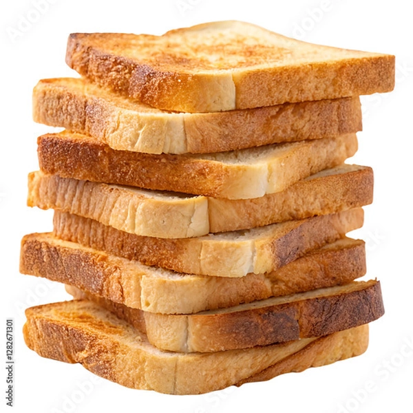 Obraz A Stack of Toasted Bread Slices 
isolated on a transparent background