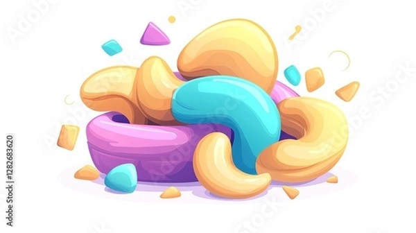 Obraz Colorful Curvy Shapes and Geometric Forms Piled Together