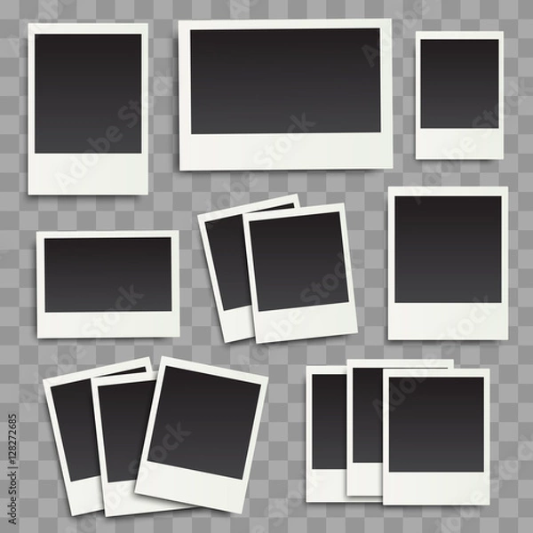 Fototapeta Vector photo frames on a transparent background. Vintage templates, eps10