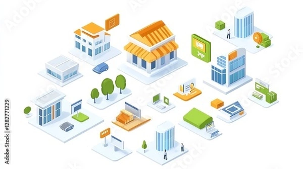 Fototapeta E-commerce innovation, blockchain transactions, secure digital payments, 3D illustration