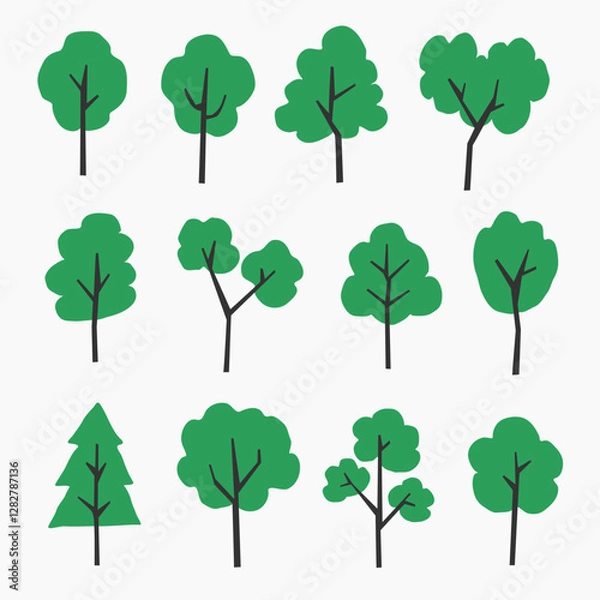 Obraz Simple Tree Vector Illustration Set