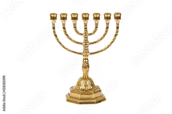 Obraz Ritual of the Golden menorah on a white background