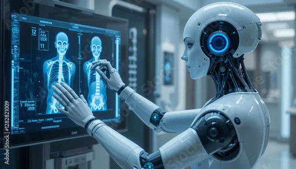 Fototapeta Next-Gen Humanoid Robot Revolutionizing Healthcare with AI Diagnostics