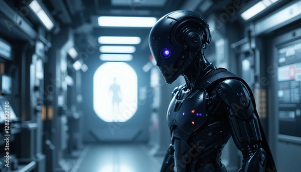 Fototapeta Stealth AI Robot: The Silent Shadow of the Future