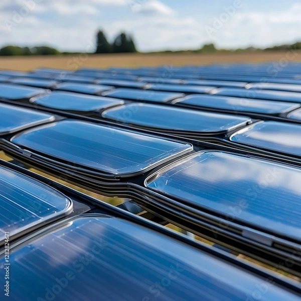 Fototapeta Solar Panel Array in Field