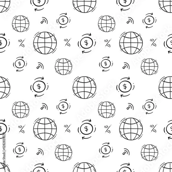 Fototapeta business pattern. startup seamless pattern. doodle business seamless pattern. startup background