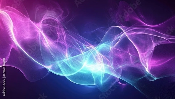 Obraz Abstract glowing waves, digital art, dark background, website design