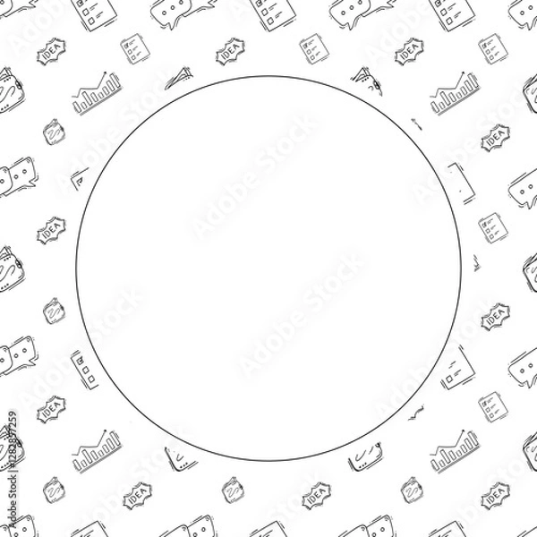 Fototapeta business frame. doodle startup circle frame. hand drawn business frame background. startup background