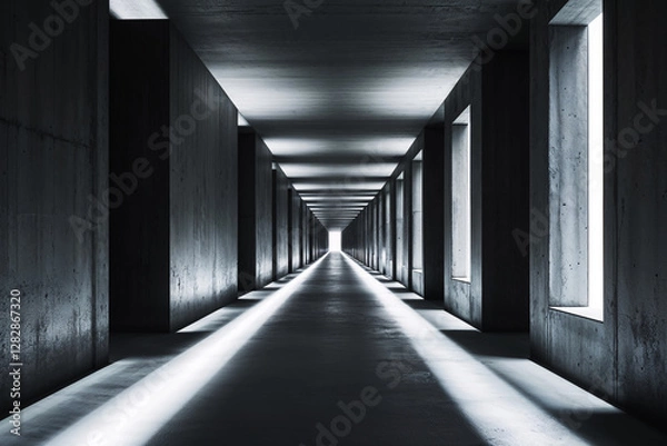 Fototapeta Futuristic Corridor with Linear Light
