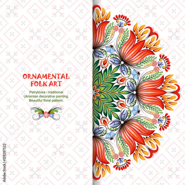 Fototapeta Card with round floral pattern