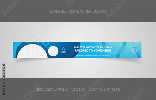 Fototapeta leaderboard 728x90 template banner design with abstract background for promotion website social media 