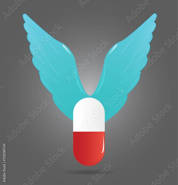 Obraz Blue Vector Pharmaceutical wings.