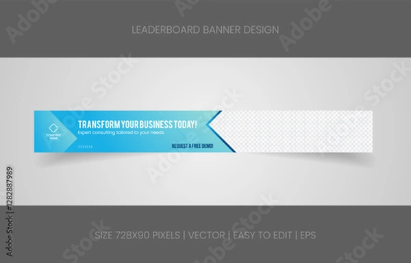 Fototapeta leaderboard 728x90 template banner design with abstract background for promotion website social media 