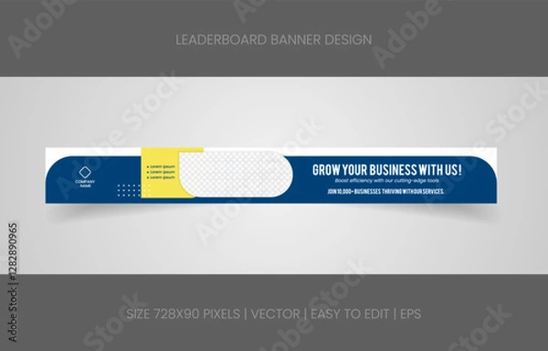 Fototapeta leaderboard 728x90 template banner design with abstract background for promotion website social media 