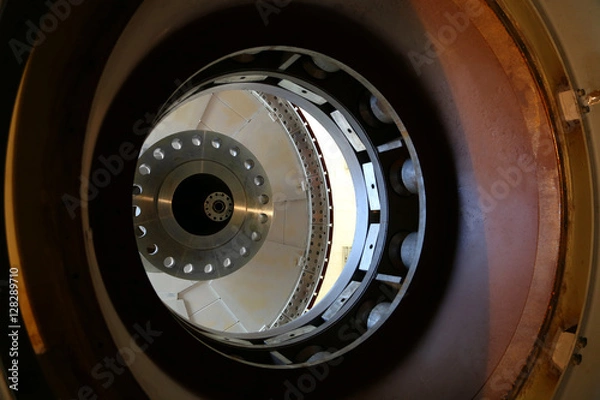 Obraz Electric wires on a column about high volt