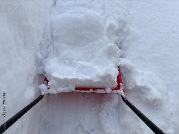 Fototapeta スノーダンプ　雪寄せ作業　冬　大雪　スコップ　イメージ