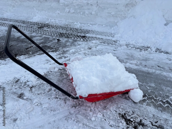 Fototapeta スノーダンプ　雪寄せ作業　冬　大雪　スコップ　イメージ