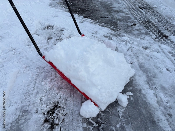 Fototapeta スノーダンプ　雪寄せ作業　冬　大雪　スコップ　イメージ