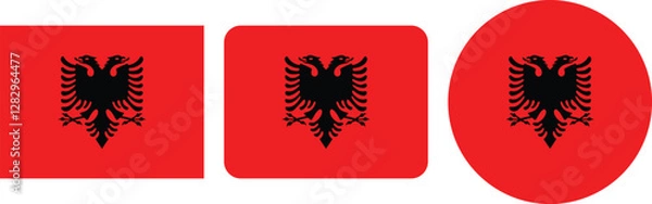 Fototapeta Albanian Flag Design in Square and Circle Shapes