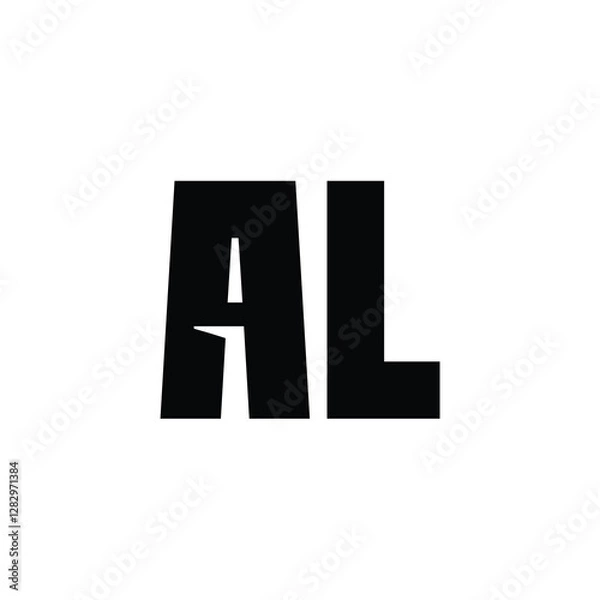 Fototapeta AL monogram logo design letter text name symbol monochrome logotype alphabet character simple logo