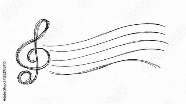 Obraz シンプルな音符の線画イラスト
