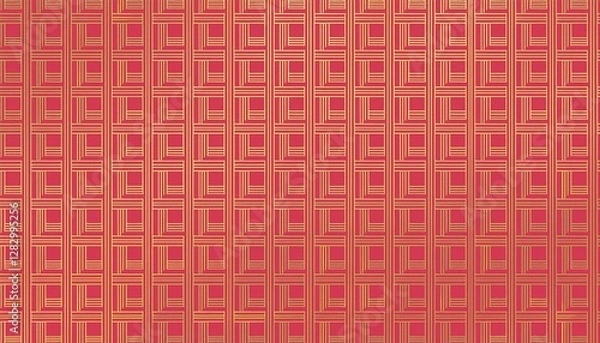 Fototapeta モダンな和柄、和風イメージの背景素材（朱色、金）