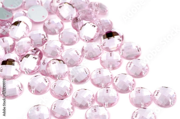 Obraz Pink rhinestone on white background