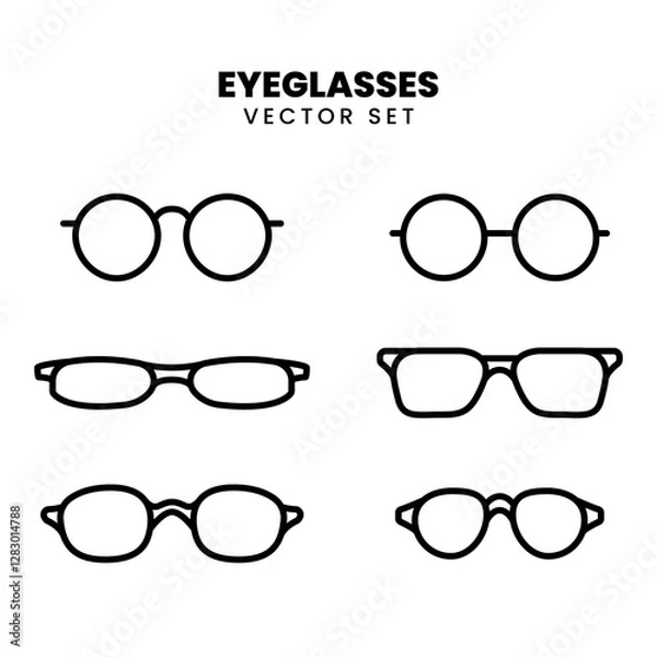 Obraz Minimalist outline vector set of various eyeglasses styles. Perfect for fashion, accessories, or optical-related designs