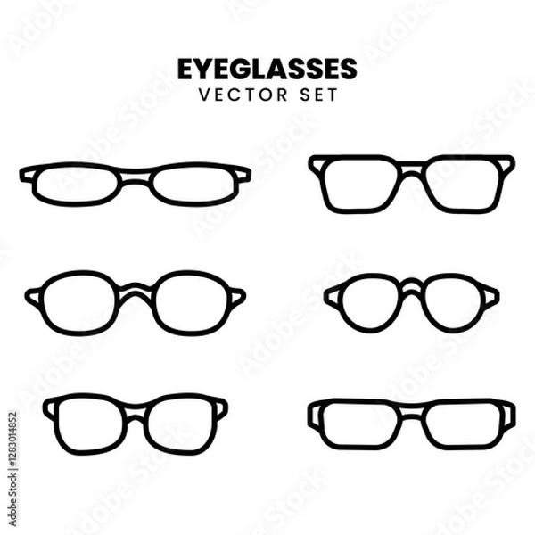 Obraz Minimalist outline vector set of various eyeglasses styles. Perfect for fashion, accessories, or optical-related designs