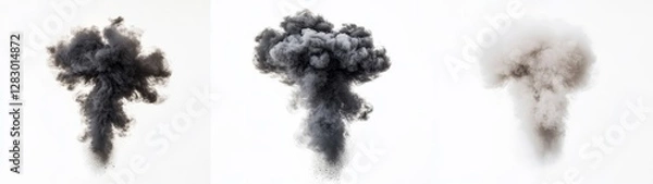 Fototapeta Dramatic Smoke Cloud Variations in Black and White Backgrounds
