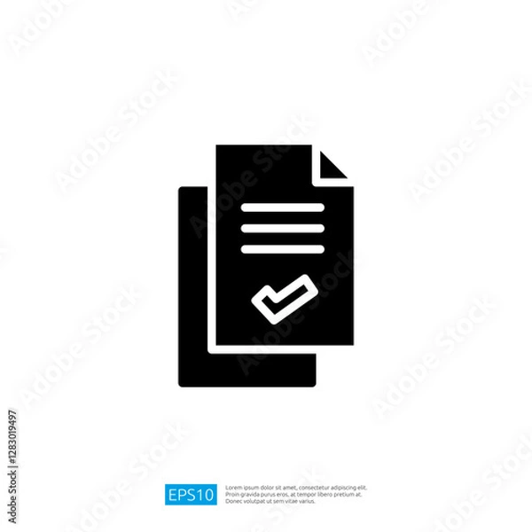 Obraz Icon Representing Document Checklist and Agreement Verification with Notations and a Check Mark on Papers