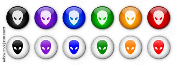 Obraz "Alien" Buttons (x12) (rainbow colours)