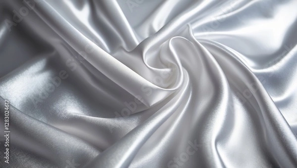 Fototapeta White satin fabric in a swirl formation displaying smooth texture and soft sheen