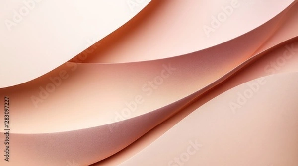 Fototapeta Abstract peach-toned paper waves, flowing design, soft curves and layers.